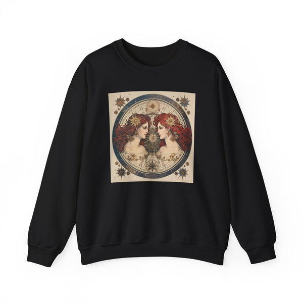 Gemini Twins Crewneck Sweatshirt Black White