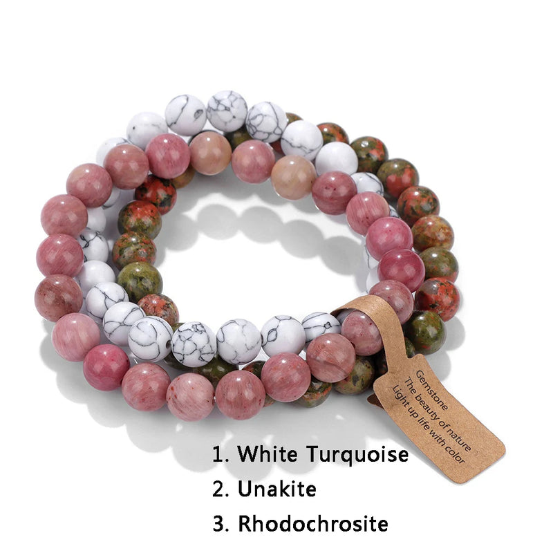 3-Piece Natural Stone Bracelet Set for Women and Men