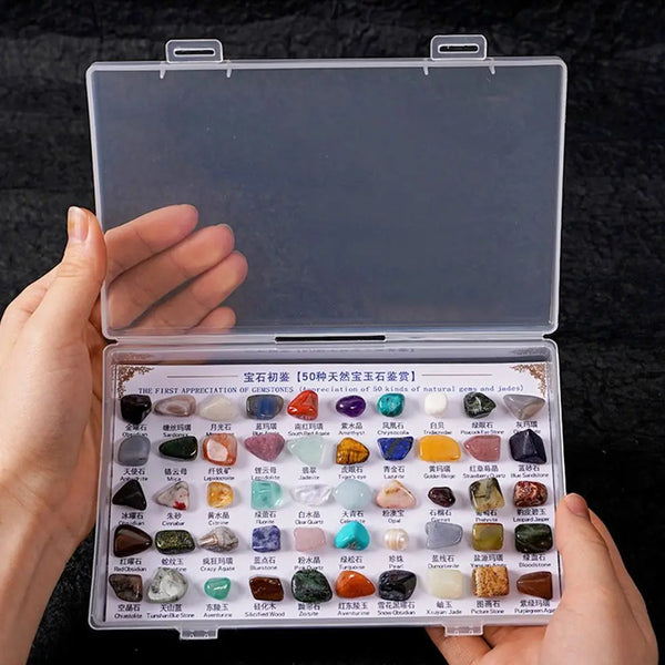 Box of 50 Natural Mineral Specimens: Gems & Jades