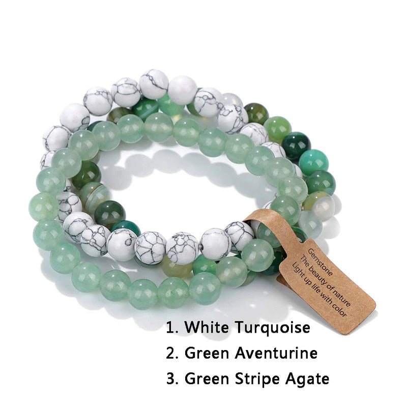 3-Piece Natural Stone Bracelet Set for Women and Men