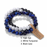 3-Piece Natural Stone Bracelet Set for Women and Men