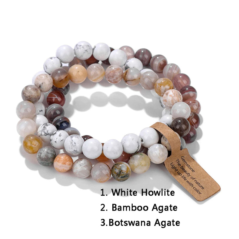 3-Piece Natural Stone Bracelet Set for Women and Men