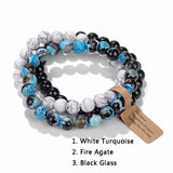 3-Piece Natural Stone Bracelet Set for Women and Men