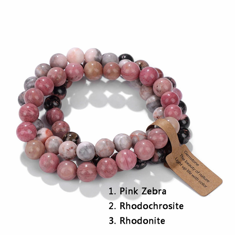 3-Piece Natural Stone Bracelet Set for Women and Men