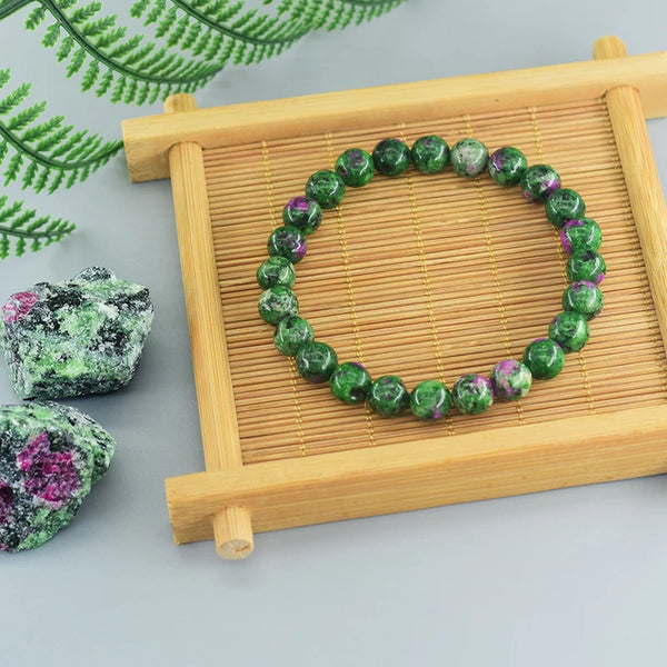 Epidote Stone Bead Bracelet