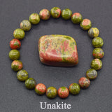 Epidote Stone Bead Bracelet