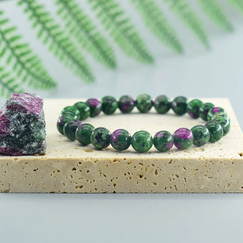 Epidote Stone Bead Bracelet