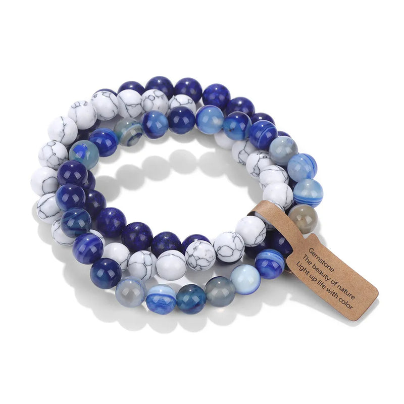 3-Piece Natural Stone Bracelet Set for Women and Men