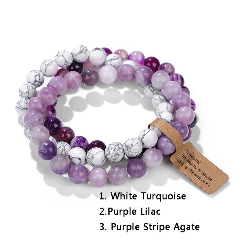 3-Piece Natural Stone Bracelet Set for Women and Men