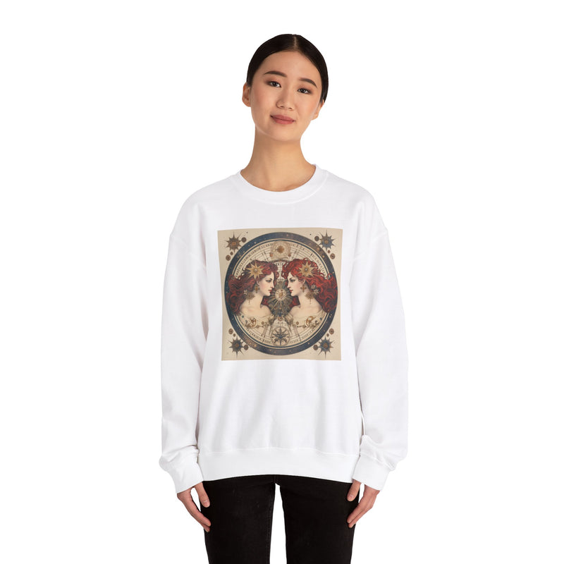 Gemini Twins Crewneck Sweatshirt Black White