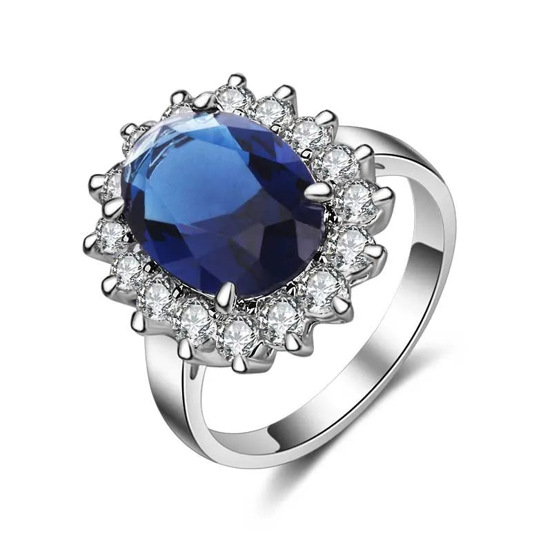 Sapphire Flower Silver Ring for Women