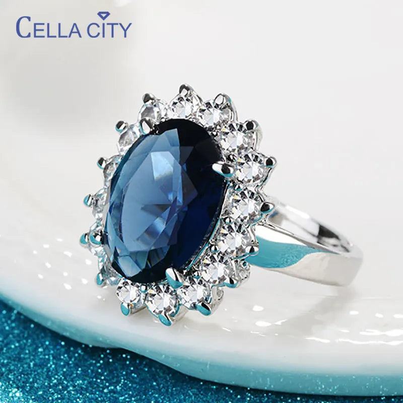 Sapphire Flower Silver Ring for Women