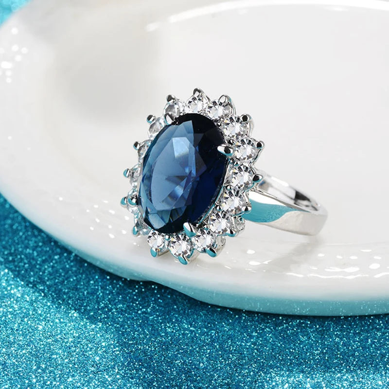 Sapphire Flower Silver Ring for Women