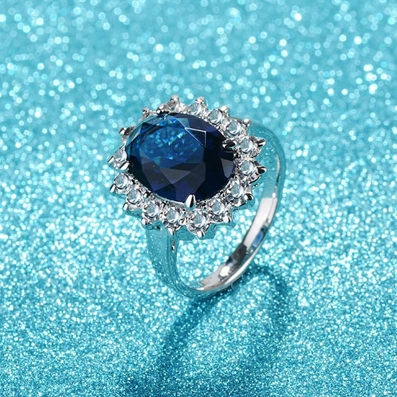 Sapphire Flower Silver Ring for Women