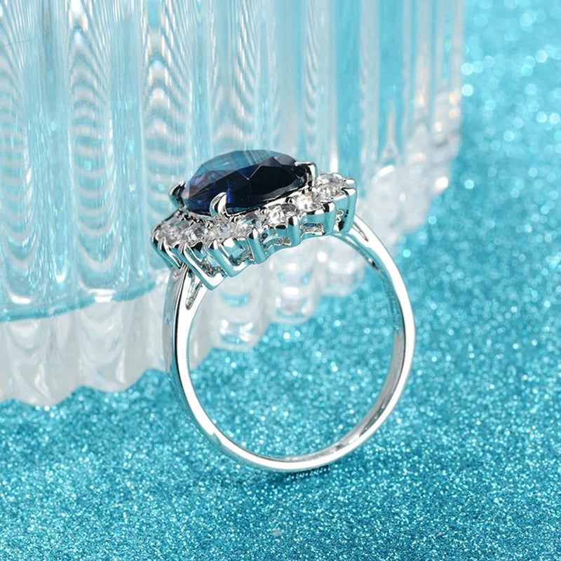 Sapphire Flower Silver Ring for Women