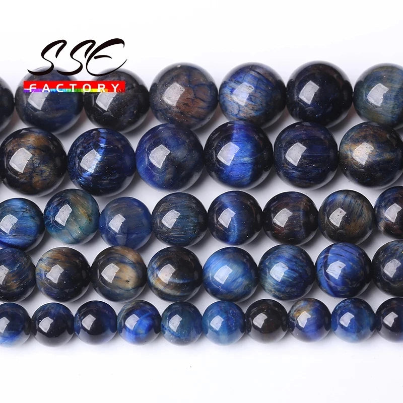 5A Blue Tiger Eye Round Beads 6-12mm Jewelry Making