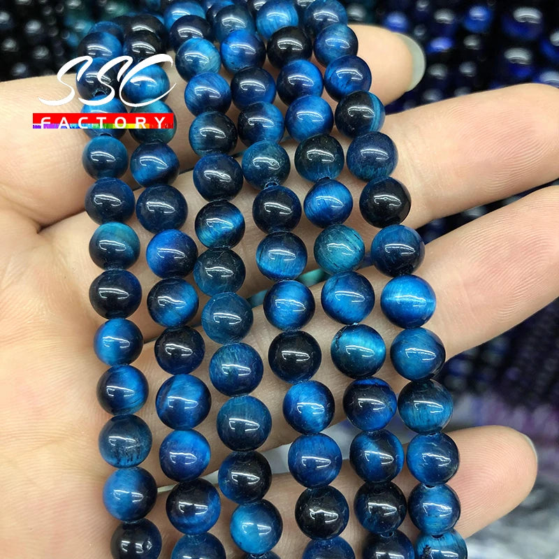 5A Blue Tiger Eye Round Beads 6-12mm Jewelry Making