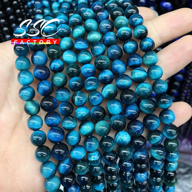 5A Blue Tiger Eye Round Beads 6-12mm Jewelry Making